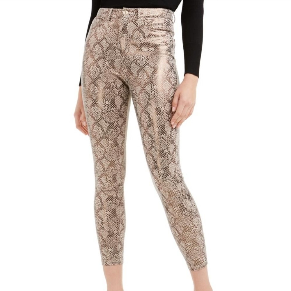 Guess Snake Print Pants High Waist Skinny Python 2 Small NWOT Gold Shine